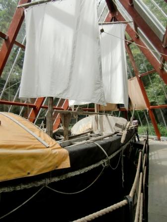 The recreated boat used in the sail tracing St. Brendan's route across the Atlantic - now at Craggaunowen