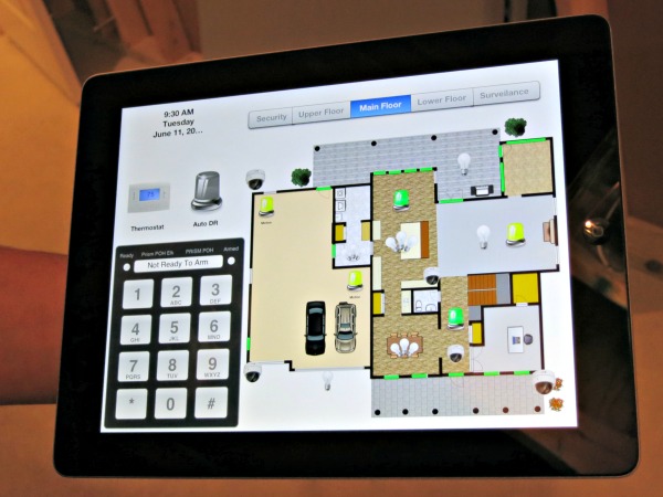 This IPAD screen shows the control of lighting throughout the house via the home automation system