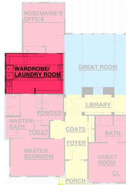 This is floor plan only shows part of the house, but where the laundry room fits in relationship to the rest of the house.